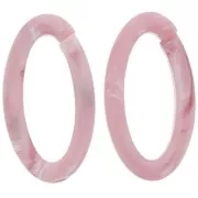 Maillon ovale en acrylique 35x19 mm - Marbré Framboise x1