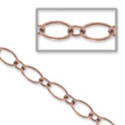 Chaîne maille fantaisie anneaux alternés (1x1) 5 mm - Cuivré vieilli x1m