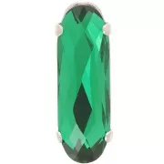 Cristal serti Aurora A4161 Long Classical Oval 21x7 mm - Rhodié - Emerald x1
