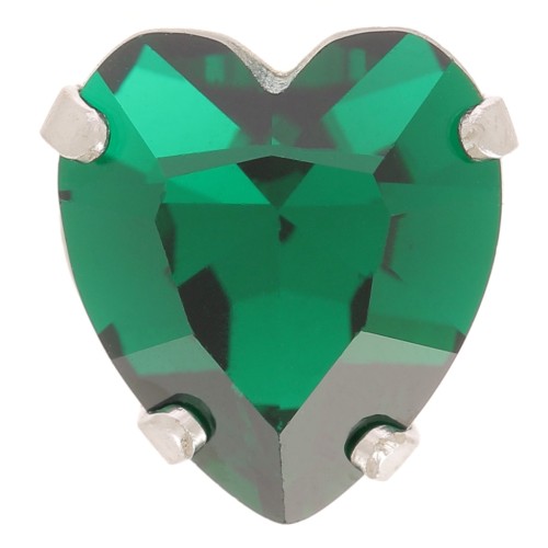 Cristal serti Aurora Coeur A4831 Antique Heart 11x10 mm - Rhodié - Emerald x1