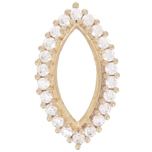 Serti griffe navette 4200 15x7 mm avec oxydes de zirconium - Laiton brut - Crystal