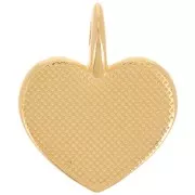 Pendentif coeur 24x19 mm résine époxy - Doré à l'or fin - Rose clair nacré x1