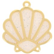 Pendentif coquillage 25x23mm époxy vitrail - Doré Or fin - Nude - Pailleté argenté|raw }}