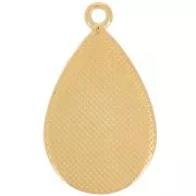 Pendentif goutte 27x16 mm avec résine époxy - Doré à l'or fin - Blanc nacré x1