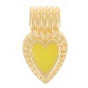 Mini pendentif coeur strié 15x7 mm avec résine époxy - Doré à l'or fin - Jaune x1|raw }}