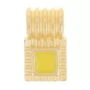 Mini pendentif carré strié 10x6 mm avec résine époxy - Doré à l'or fin - Jaune x1