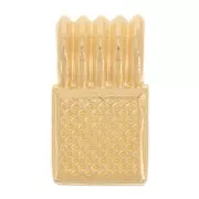 Mini pendentif carré strié 10x6 mm avec résine époxy - Doré à l'or fin - Orange x1