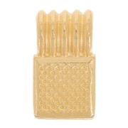 Mini pendentif carré strié 10x6 mm avec résine époxy - Doré à l'or fin - Prune x1