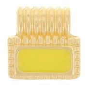 Mini pendentif rectangle 10 mm avec résine époxy - Doré à l'or fin - Jaune x1