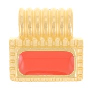 Mini pendentif rectangle 10 mm avec résine époxy - Doré à l'or fin - Orange x1