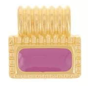 Mini pendentif rectangle 10 mm avec résine époxy - Doré à l'or fin - Prune x1