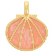 Pendentif coquillage 19x16 mm avec résine époxy - Doré à l'or fin - Saumon nacré|raw }}