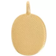 Pendentif ovale 27x17 mm avec résine époxy - Doré à l'or fin - Lilas nacré x1