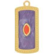 Pendentif rectangle 29x14 mm avec résine époxy - Doré à l'or fin - Violet nacré x1