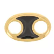 Intercalaire ovale 13x8 mm avec résine époxy - Doré à l'or fin - Noir x1