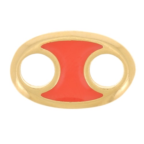 Intercalaire ovale 13x8 mm avec résine époxy - Doré à l'or fin - Orange x1