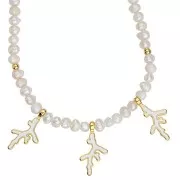 Pendentif corail 27x14 mm avec résine époxy - Doré à l'or fin - Orange x1