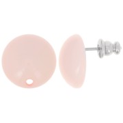 Clous d'oreilles ronds 14 mm en résine - Rose pastel x2