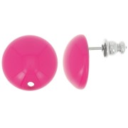 Clous d'oreilles ronds 14 mm en résine - Fuchsia x2|raw }}