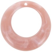Pendentif rond bombé évidé 42 mm en acrylique - Marbré Vieux rose x1