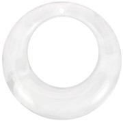 Pendentif rond bombé évidé 42 mm en acrylique - Marbré Transparent - Blanc x1