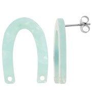 Clous d'oreilles forme U 26x17 mm - Ecaille de tortue - Mint nacré x2