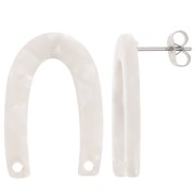 Clous d'oreilles forme U 26x17 mm - Ecaille de tortue - Blanc nacré x2