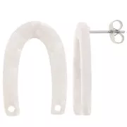 Clous d'oreilles forme U 26x17 mm - Ecaille de tortue - Blanc nacré x2