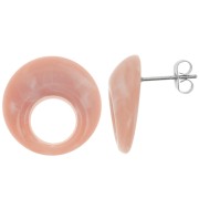 Clous d'oreilles rond évidé 20 mm en acrylique - Marbré Vieux rose x2