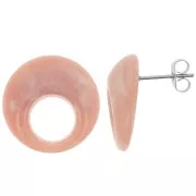 Clous d'oreilles rond évidé 20 mm en acrylique - Marbré Vieux rose x2