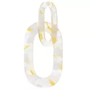 Pendentif maillon XXL en acétate 64x26 mm Ecaille de tortue Transparent - Doré x1