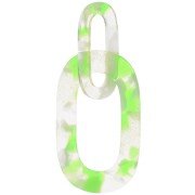 Pendentif maillon XXL en acétate 64x26mm Ecaille de tortue Transparent - Vert fluo|raw }}