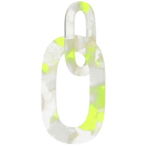 Pendentif maillon XXL acétate 64x26 mm Ecaille de tortue Transparent - Jaune fluo