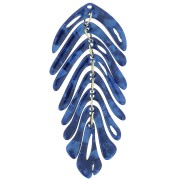 Pendentif feuille 71x28 mm - Ecaille de tortue - Bleu nuit nacré x1|raw }}