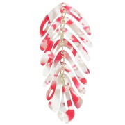Pendentif feuille 71x28 mm - Ecaille de tortue - Rouge x1