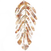 Pendentif feuille 71x28 mm - Ecaille de tortue - Multi marron - Gris nacré x1|raw }}