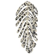 Pendentif feuille 71x28 mm - Tacheté Noir - Beige x1
