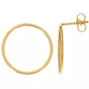 Boucles d'oreilles cercle évidé 20 mm - Doré à l'or fin x2
