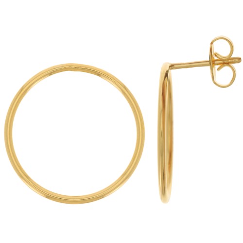 Boucles d'oreilles cercle évidé 20 mm - Doré à l'or fin x2