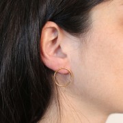 Boucles d'oreilles cercle évidé 20 mm - Doré à l'or fin x2