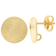 Clous d'oreilles rond ondulé 12 mm effet strié - Doré à l'or fin x2|raw }}