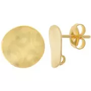 Clous d'oreilles rond ondulé 12 mm avec anneau ouvert - Doré à l'or fin x2
