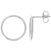 Boucles d'oreilles cercle évidé 15 mm - Placage argent fin x2|raw }}