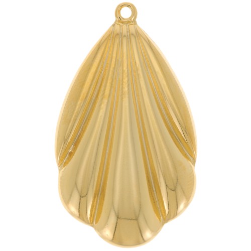 Pendentif coquillage bombé 33x19 mm - Doré à l'or fin x1