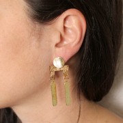 Pendentif rectangle irrégulier texturé 26.5x6 mm - Doré à l'or fin x1