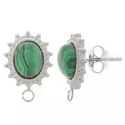 Clous d'oreilles ovale 16x11 mm pour cabochon 8x6 mm - Acier inoxydable 304L x2