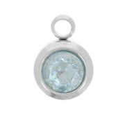 Breloque pierre de naissance 6mm oxyde zirconium Mars - Acier inox 304L  Aquamarine|raw }}