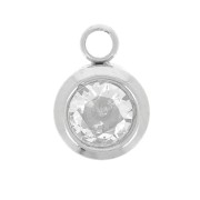 Breloque pierre de naissance 6mm oxyde zirconium Avril - Acier inox 304L  - Crystal