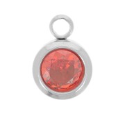 Breloque pierre de naissance 6 mm oxyde zirconium Juillet Acier inox 304L  - Rubis|raw }}
