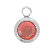 Breloque pierre de naissance 6 mm oxyde zirconium Juillet Acier inox 304L  - Rubis